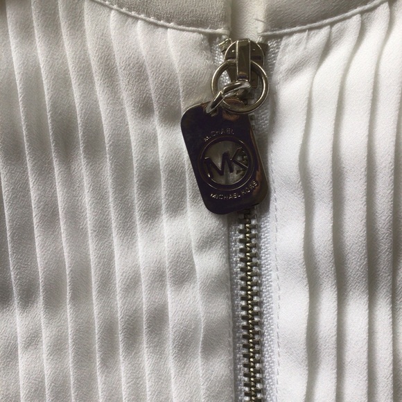 MICHAEL KORS WHITE TUXEDO BIB BLOUSE MEDIUM - Picture 10 of 16